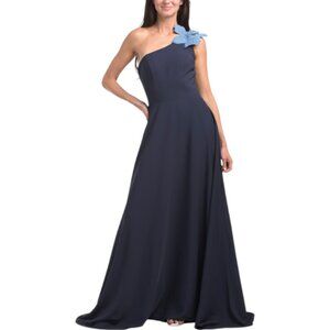 TERANI COUTURE One Shoulder 3d Floral Gown